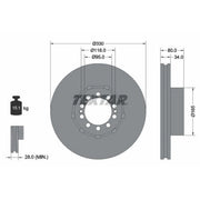 Textar 2 x Internally Vented Brake Discs 93192600