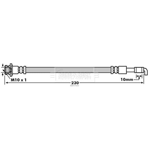 Borg & Beck Brake Hydraulic Hose Line Rear Right BBH7920