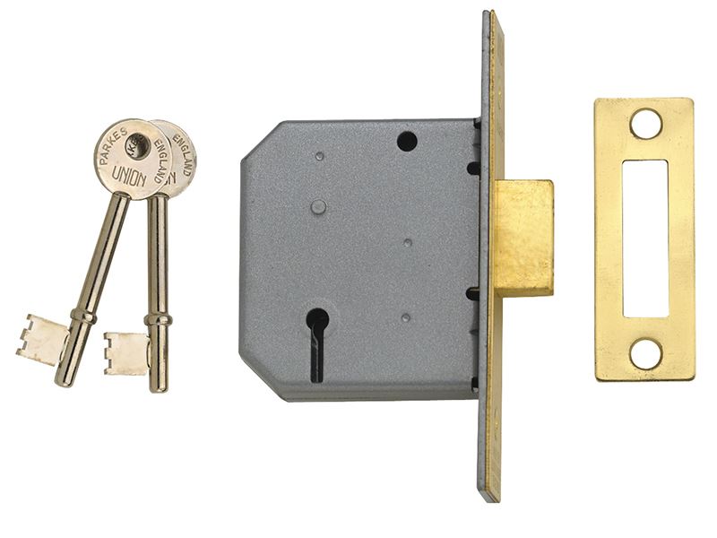 Union 2177 3 Lever Mortice Deadlock Satin Chrome 77.5mm 3in Box UNION - Dynamic Drive