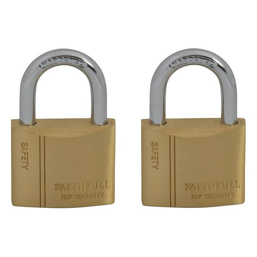 Faithfull Brass Padlock Keyed Alike 2 x 40mm Faithfull - Dynamic Drive