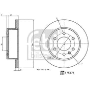Febi 2 x Solid Rear Brake Discs 175474-x2