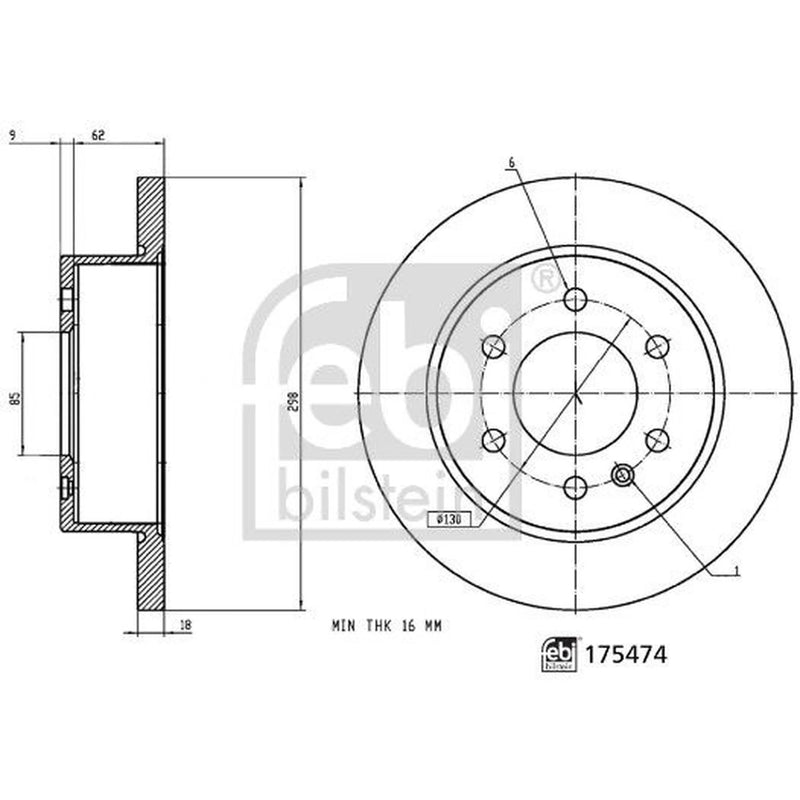 Febi 2 x Solid Rear Brake Discs 175474-x2