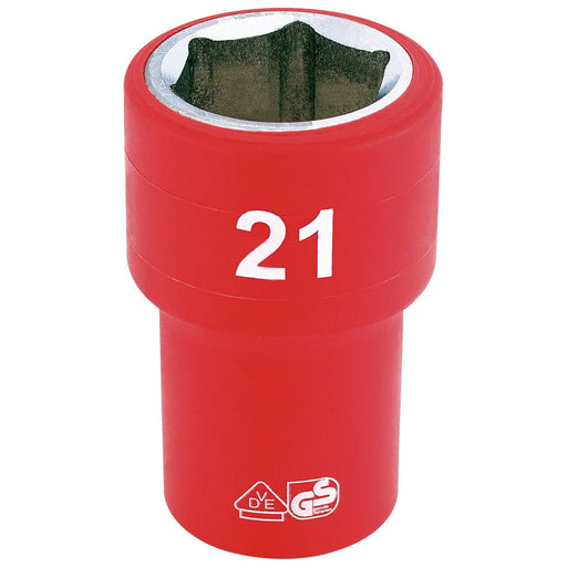 Draper Fully Insulated VDE Socket, 1/2" Sq. Dr., 21mm 31941 Draper - Dynamic Drive