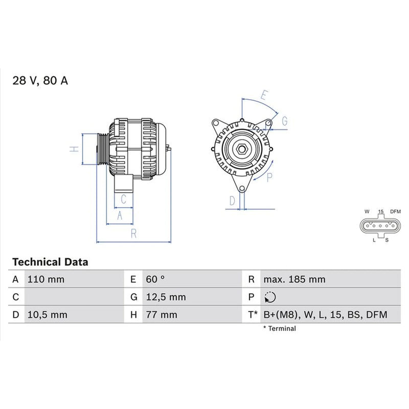 Bosch Car Alternator 12V
