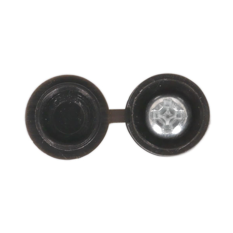Sealey Numberplate Screw & Flip Cap 4.2 x 19mm Black Pack of 50 NPBK50 Sealey - Dynamic Drive