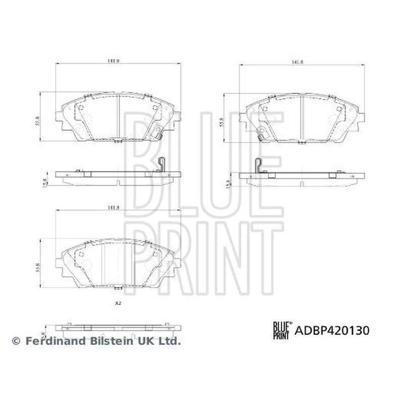 Blue Print Front Brake Pad Set ADBP420130