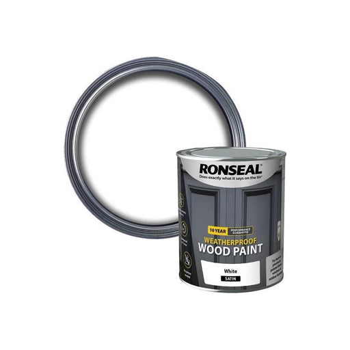 Ronseal 10 Year Weatherproof Wood Paint White Satin 750ml Ronseal - Dynamic Drive