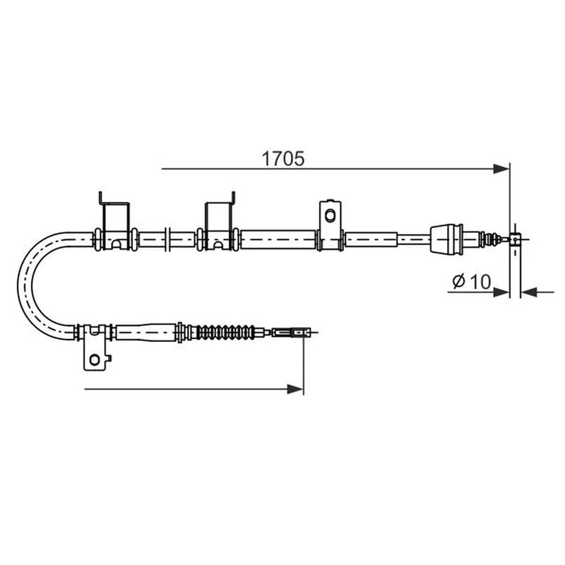 Bosch Handbrake Cable Right Rear fits Hyundai I30 2007-2012 1.4 1.6 2.0