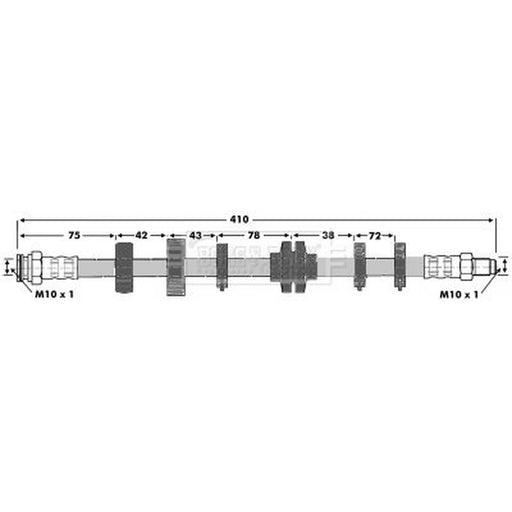 Borg & Beck Brake Hydraulic Hose Line Front Right BBH6640