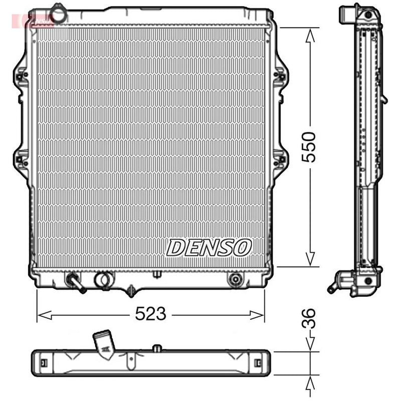 Denso Engine Radiator fits Toyota Hilux VI Pickup 1998-2002 2.4
