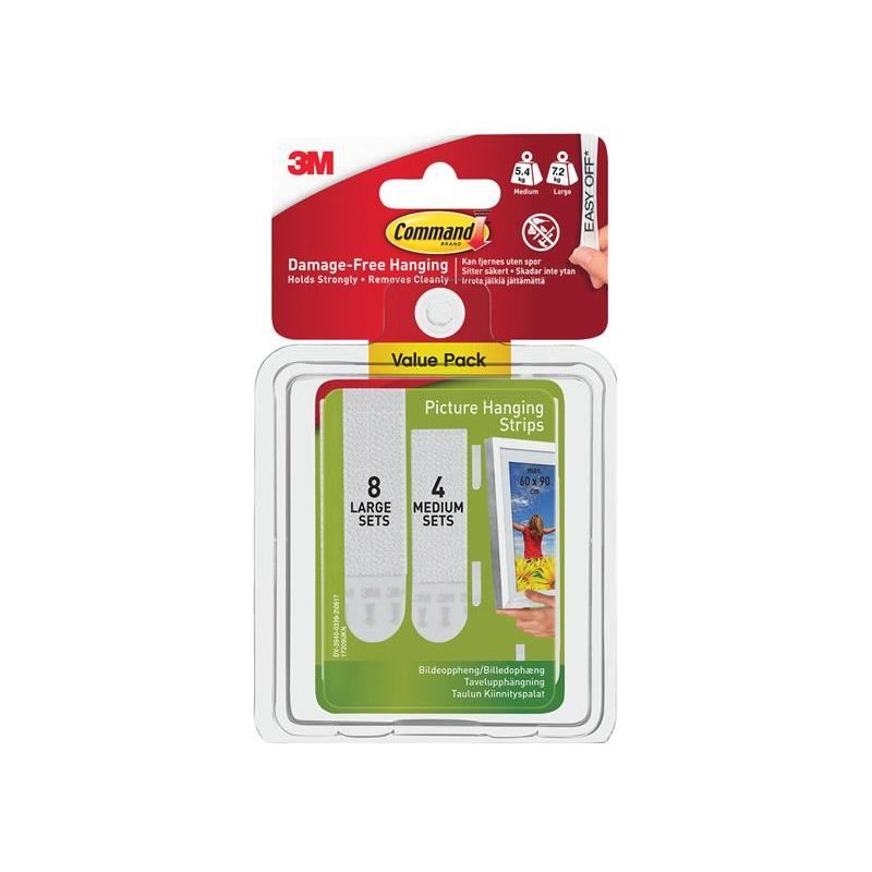 Command™ Picture Hanging Strips Set, Medium & Large (Pack 12) Command™ - Dynamic Drive