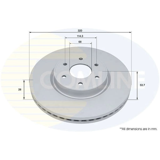 Comline 2 x Internally Vented Brake Discs fits Mercedes-Benz X-Class 2017-2020