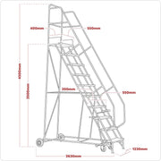 Sealey Mobile Safety Steps 14-Tread MSS14 Sealey - Dynamic Drive