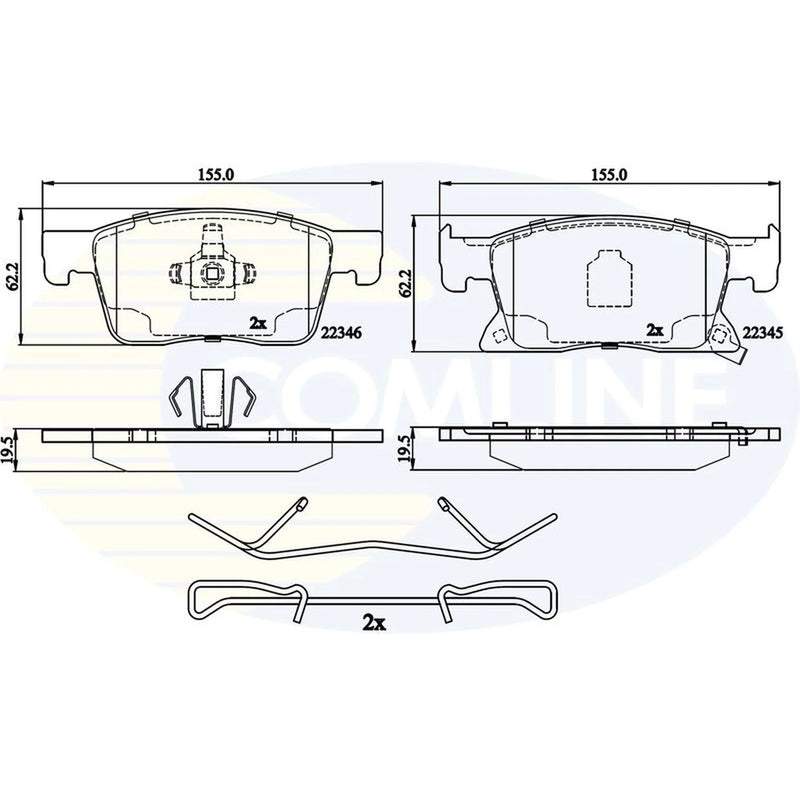 Comline 4 x Front Brake Pad Set fits Opel Astra K 2015-2021 1.0 1.2 1.4 1.5 1.6