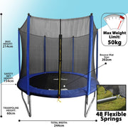 Dellonda 8ft Heavy-Duty Outdoor Trampoline with Safety Enclosure Net Dellonda  - Dynamic Drive