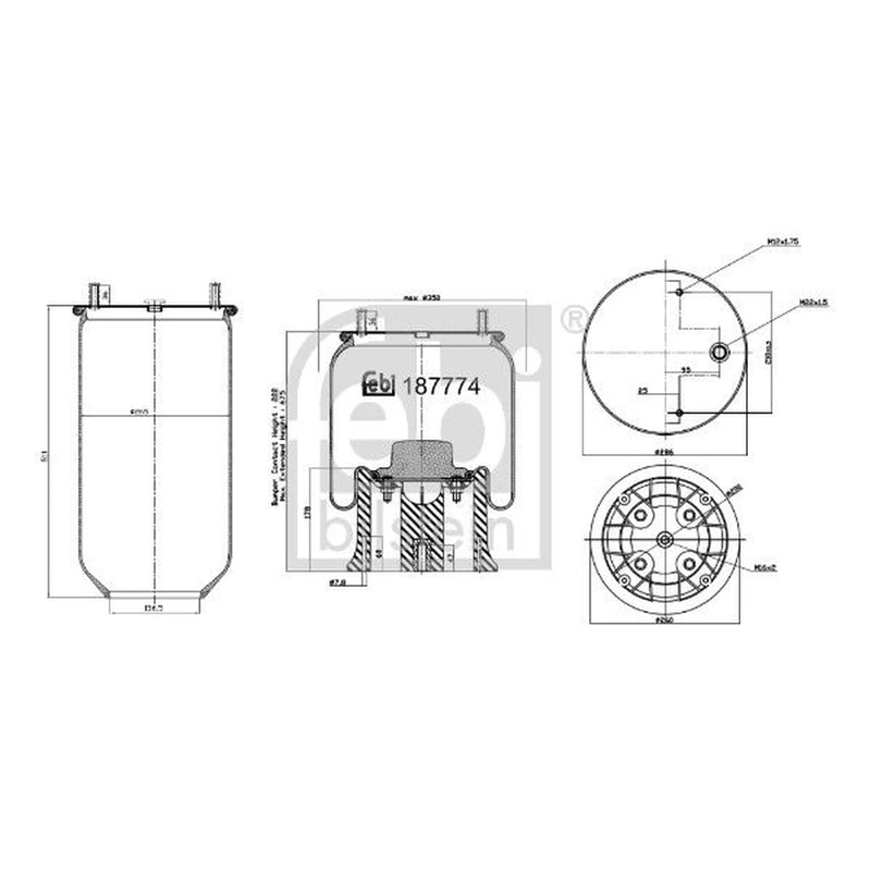 Febi Air Suspension Bellow 260mm 187774