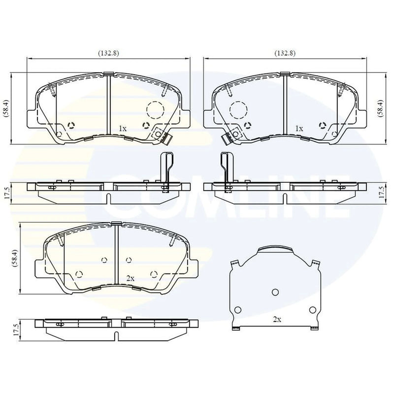 Comline 4 x Front Brake Pad Set fits Hyundai Accent IV 2010 on 1.4