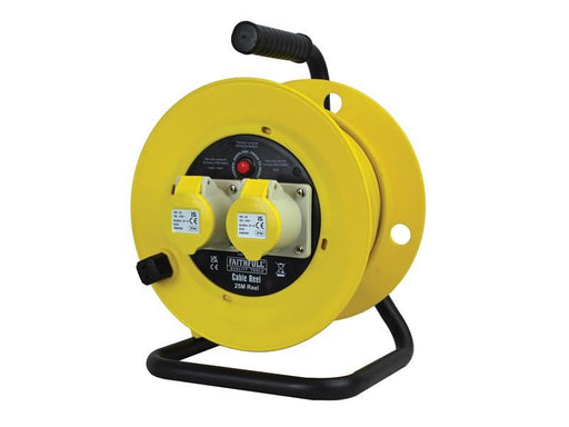 Faithfull Power Plus Open Drum Cable Reel 110V 16A 2-Socket 25m (1.5mm Cable) Faithfull Power Plus - Dynamic Drive