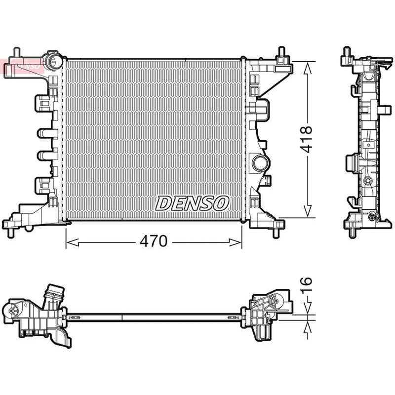 Denso Engine Radiator fits Opel Meriva B 2010-2017 1.4