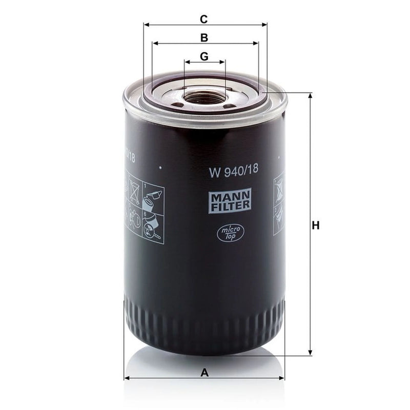 MANN-FILTER Engine Oil Filter fits Deutz-Fahr Dx 1984-1989 3.50 3.70