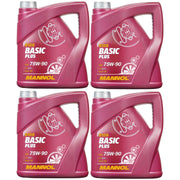 4x Mannol Basic Plus 75W90 GL 4+ FULLY SYNTHETIC GEAR OIL 4 Litre API GL 4+ Mannol  - Dynamic Drive