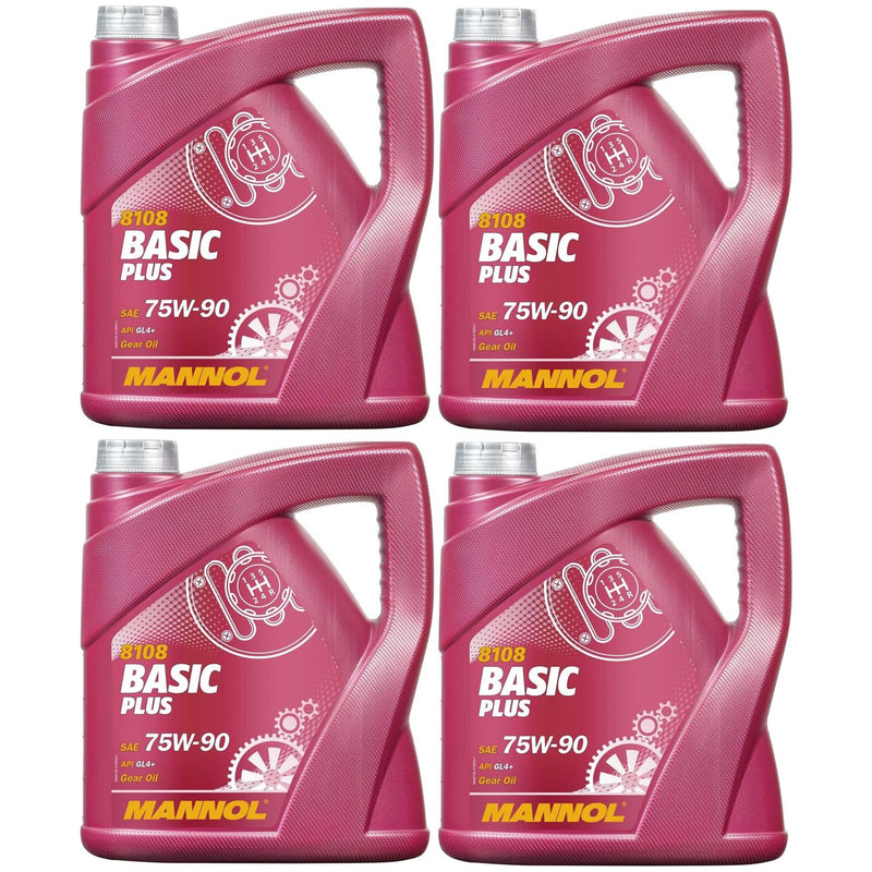 4x Mannol Basic Plus 75W90 GL 4+ FULLY SYNTHETIC GEAR OIL 4 Litre API GL 4+ Mannol  - Dynamic Drive