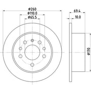 DON 2 x Solid Rear Brake Discs PCD15982-x2