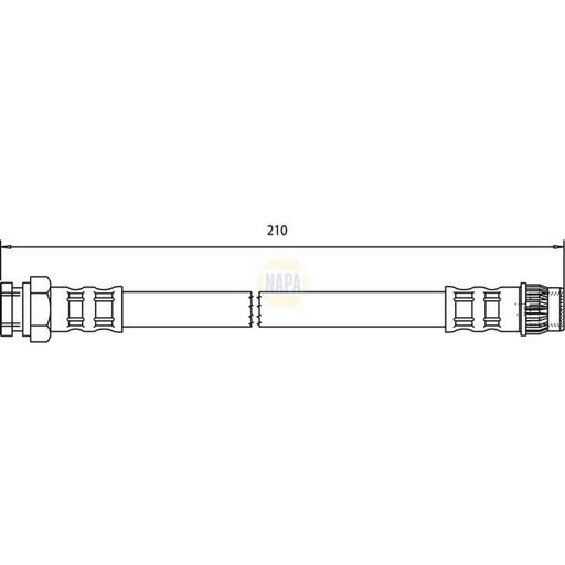 NAPA Brake Hydraulic Hose Line Rear fits Citroën C2 2003-2012 1.1 1.4 1.6