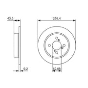Bosch 2 x Solid Brake Discs fits Suzuki Swift III 2010-2017 1.2 1.3