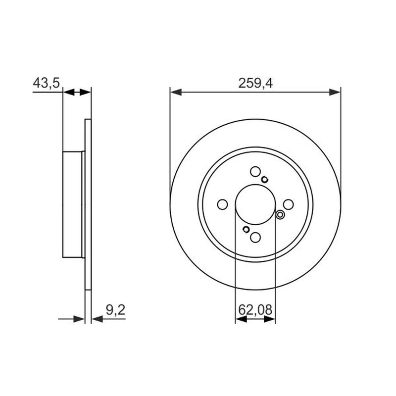Bosch 2 x Solid Brake Discs fits Suzuki Swift III 2010-2017 1.2 1.3