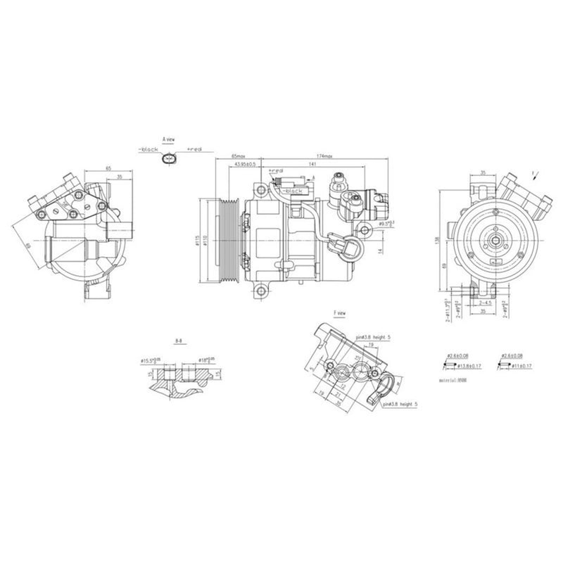 Hella Air Conditioning Compressor fits Alfa Romeo Mito 2008-2018 1.3