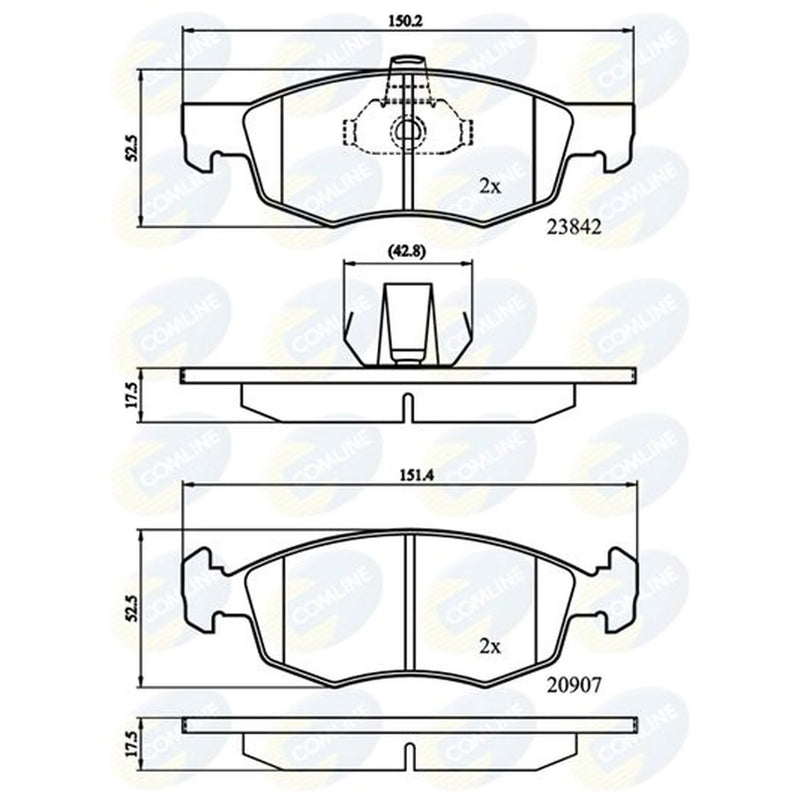 Comline 4 x Front Brake Pad Set fits Fiat Doblo 2001-2003 1.2 1.6 1.9