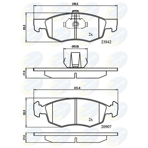 Comline 4 x Front Brake Pad Set fits Fiat Doblo 2001-2003 1.2 1.6 1.9