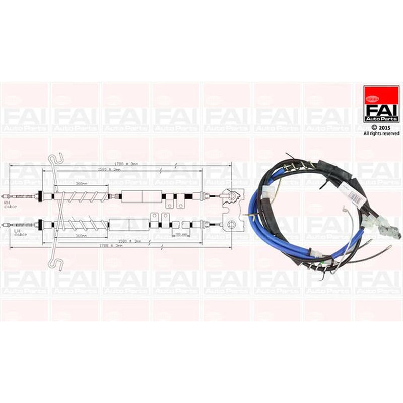 FAI Handbrake Cable Left Rear fits Ford Tourneo Connect 2002-2013 1.8