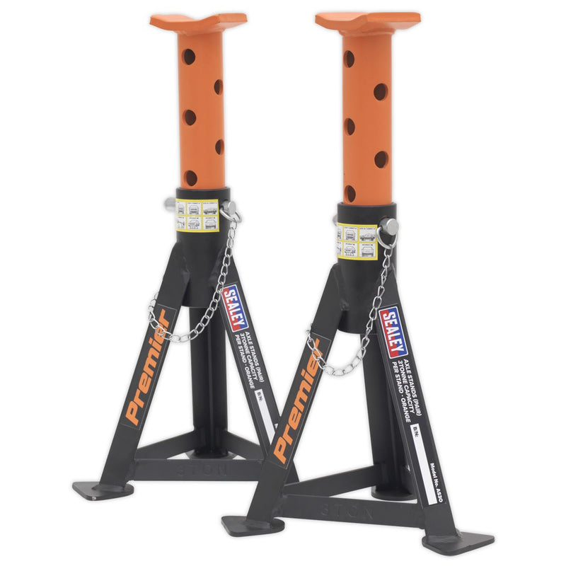 Sealey AXLe Stands (Pair) 3 Tonne Capacity per Stand Orange AS3O Sealey - Dynamic Drive