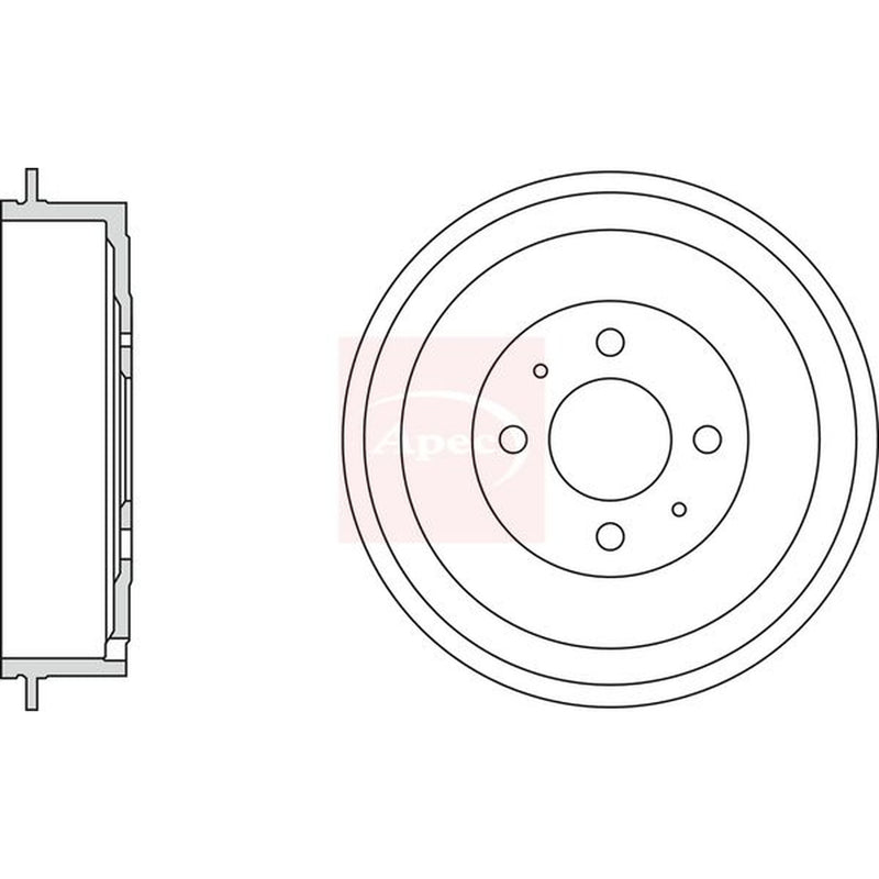 Apec Brake Drum Assembly Rear fits Citroën Nemo 2009-2010 1.3 1.4