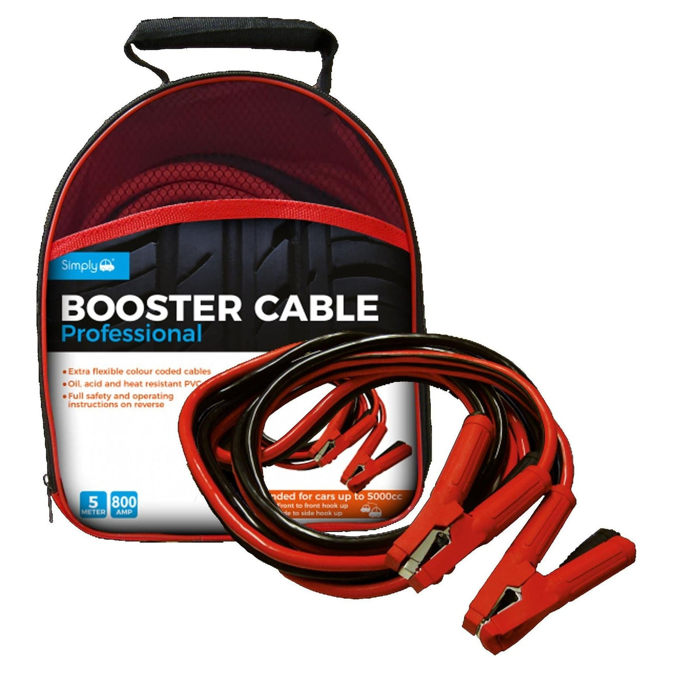 800 AMP 5m Professional Car Jump Leads Cables Heavy Duty Battery Starter Booster Van Truck - Simply - NN4 Online