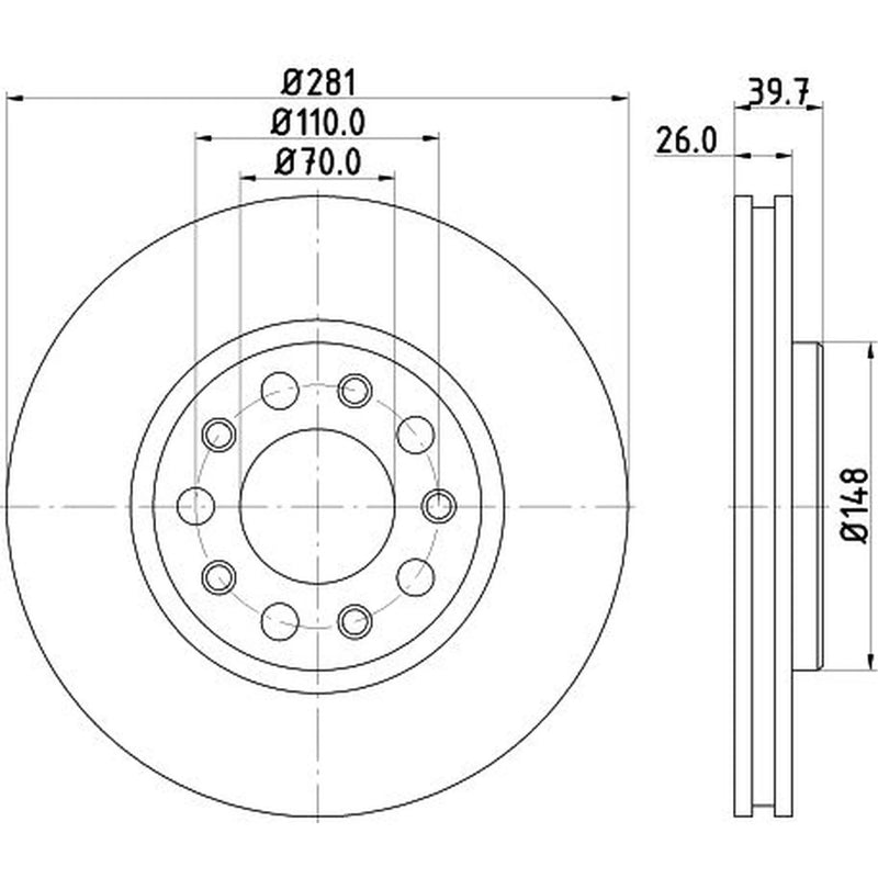 DON Front Brake Discs & Pads fits Alfa Romeo Giulietta 2010-2020 1.4 1.6