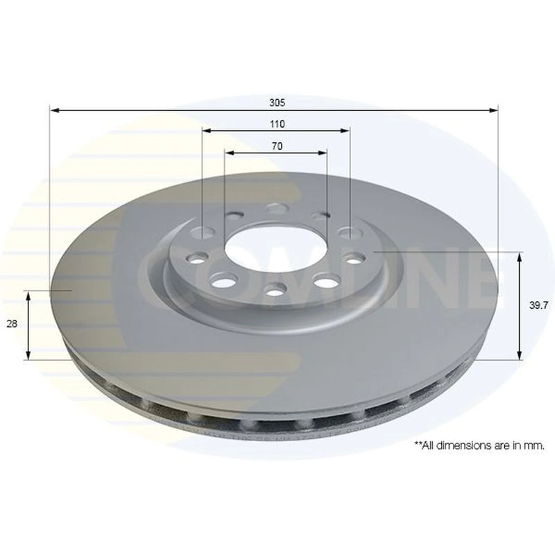 Comline 2 x Vented Front Brake Discs ADC2842V-x2