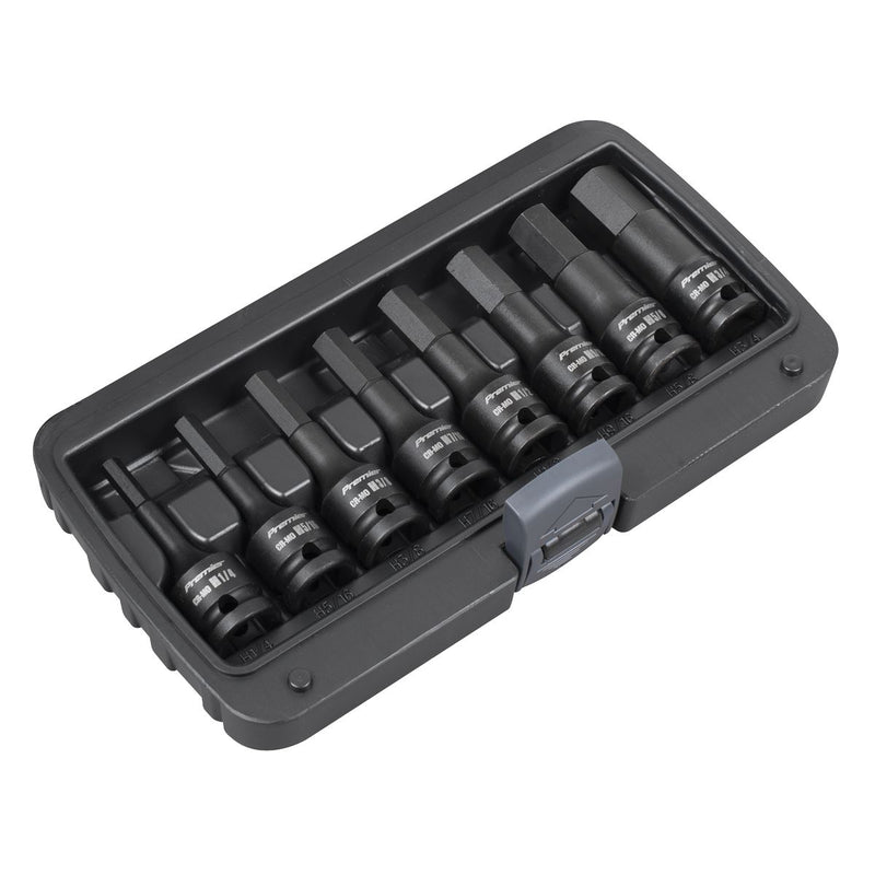 Sealey Premier Premier Imperial Hex Impact Socket Bit Set 1/2"Sq Drive 8pc Sealey Premier - Dynamic Drive