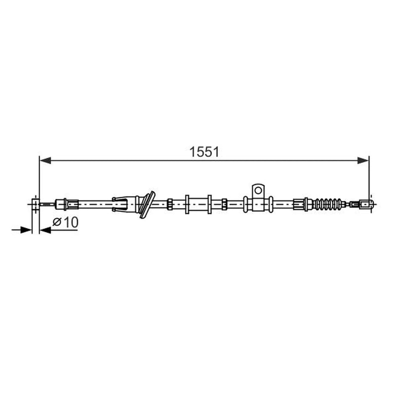 Bosch Handbrake Cable Right Rear fits Mitsubishi Space Star 1998-2004