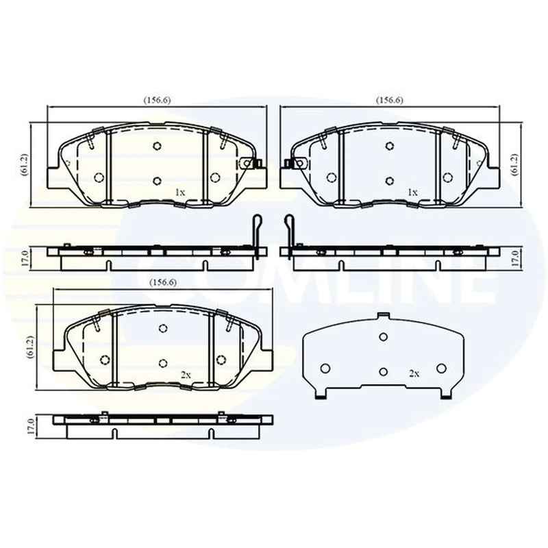 Comline 4 x Front Brake Pad Set fits Hyundai Santa Fé II 2006-2012 2.2 2.7