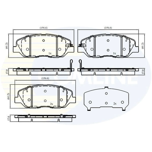 Comline 4 x Front Brake Pad Set fits Hyundai Santa Fé II 2006-2012 2.2 2.7