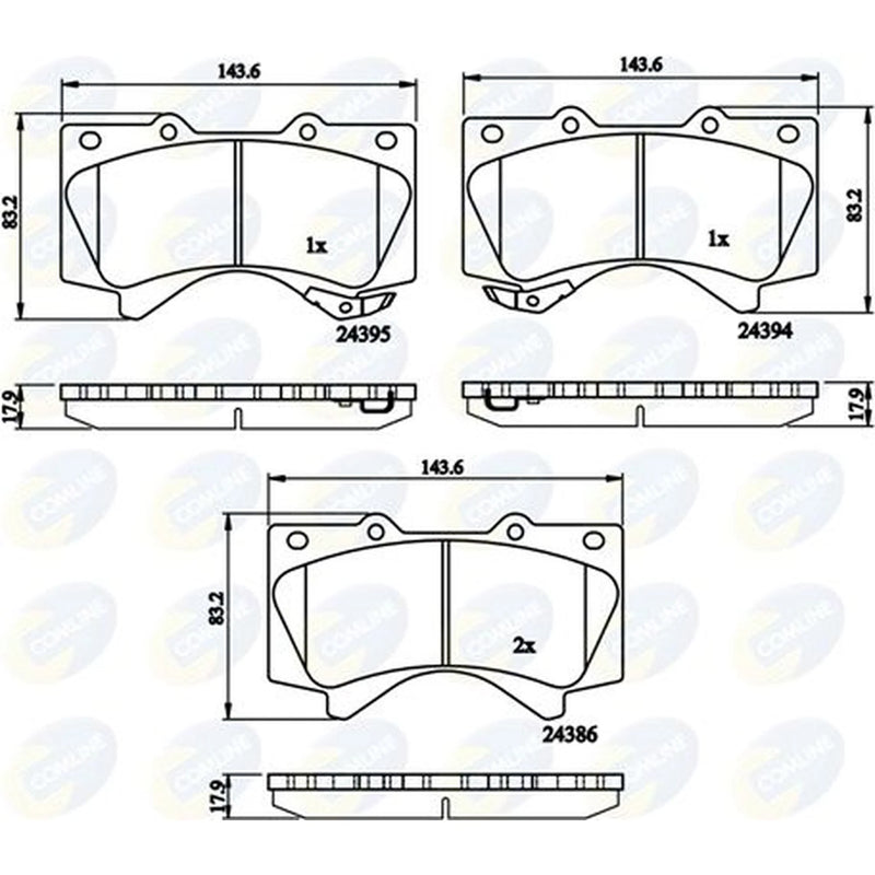 Comline 4 x Front Brake Pad Set fits Toyota Land Cruiser 200 2007-2008 4.5 4.7