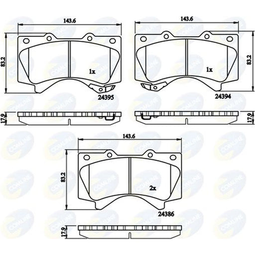 Comline 4 x Front Brake Pad Set fits Toyota Land Cruiser 200 2007-2008 4.5 4.7