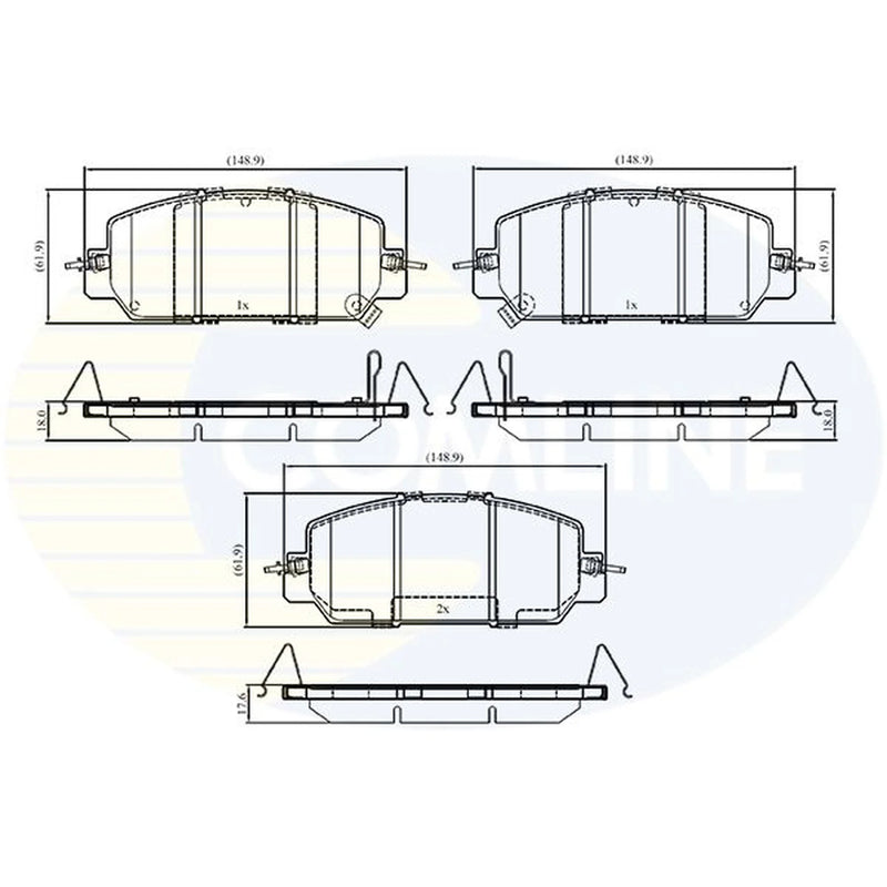 Comline 4 x Front Brake Pad Set fits Honda Cr-V V 2016-2023 1.5 2.0