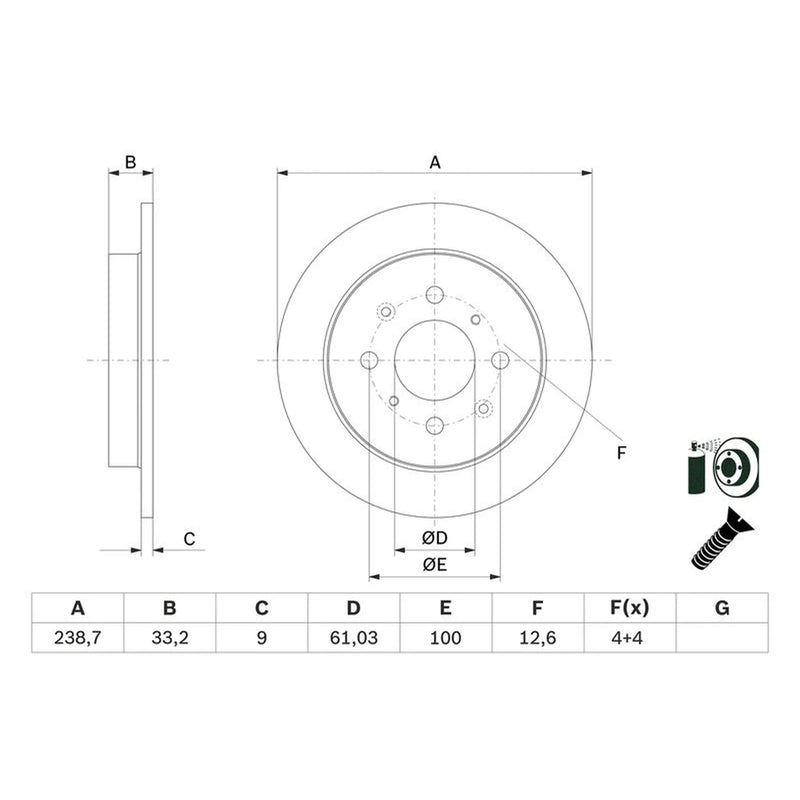 Bosch 2 x Solid Brake Discs