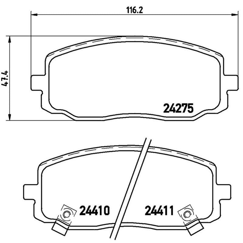 Brembo 4 x Front Brake Pad Set fits Hyundai I10 I 2007-2018 1.0 1.1 1.2