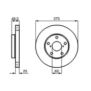 Bosch 2 x Vented Brake Discs fits Toyota Rav 4 2000-2005 1.8 2.0