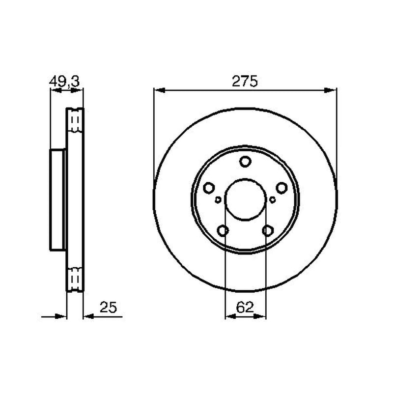 Bosch 2 x Vented Brake Discs fits Toyota Rav 4 2000-2005 1.8 2.0